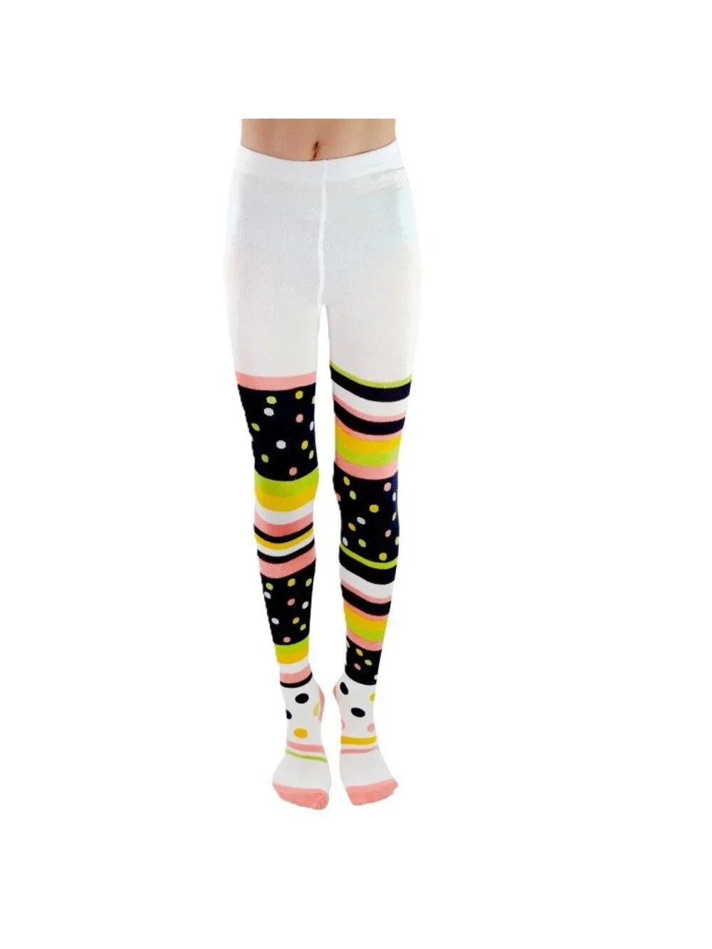 Little Girls Fashion Casual Cotton Tights 3 Pairs Stripes Hear Flowers 9-10